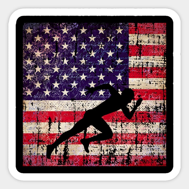 Sprinter Track Team Distressed American Flag Sticker by 4Craig